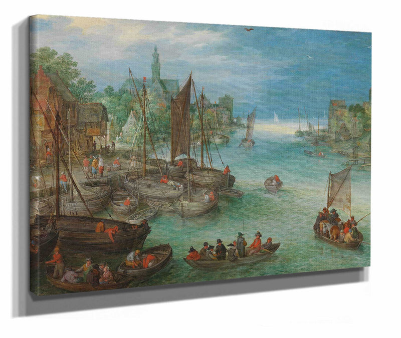 View Of A City Along A River by Jan Brueghel The Elder