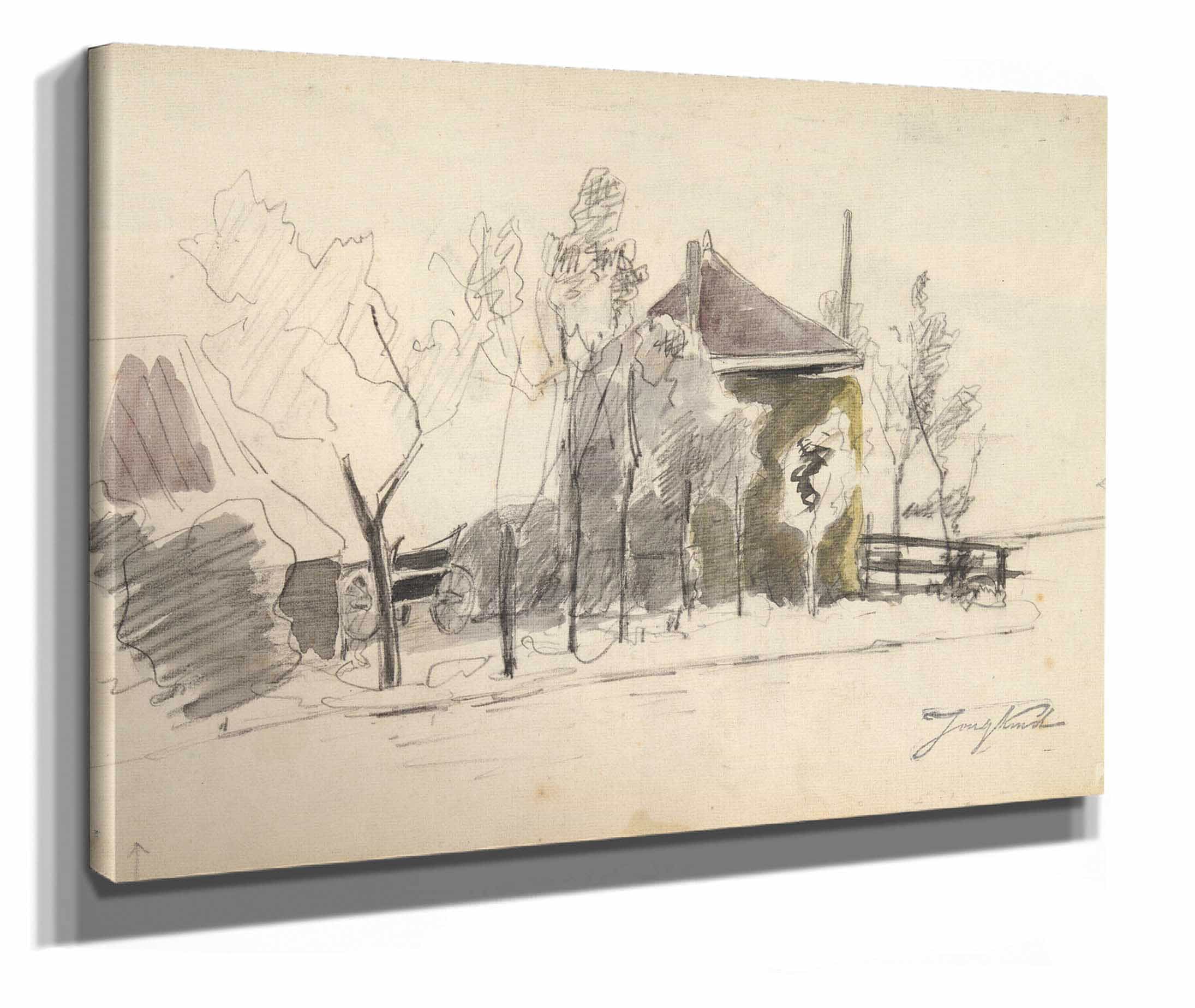 View Of A Farm by Johan Barthold Jongkind