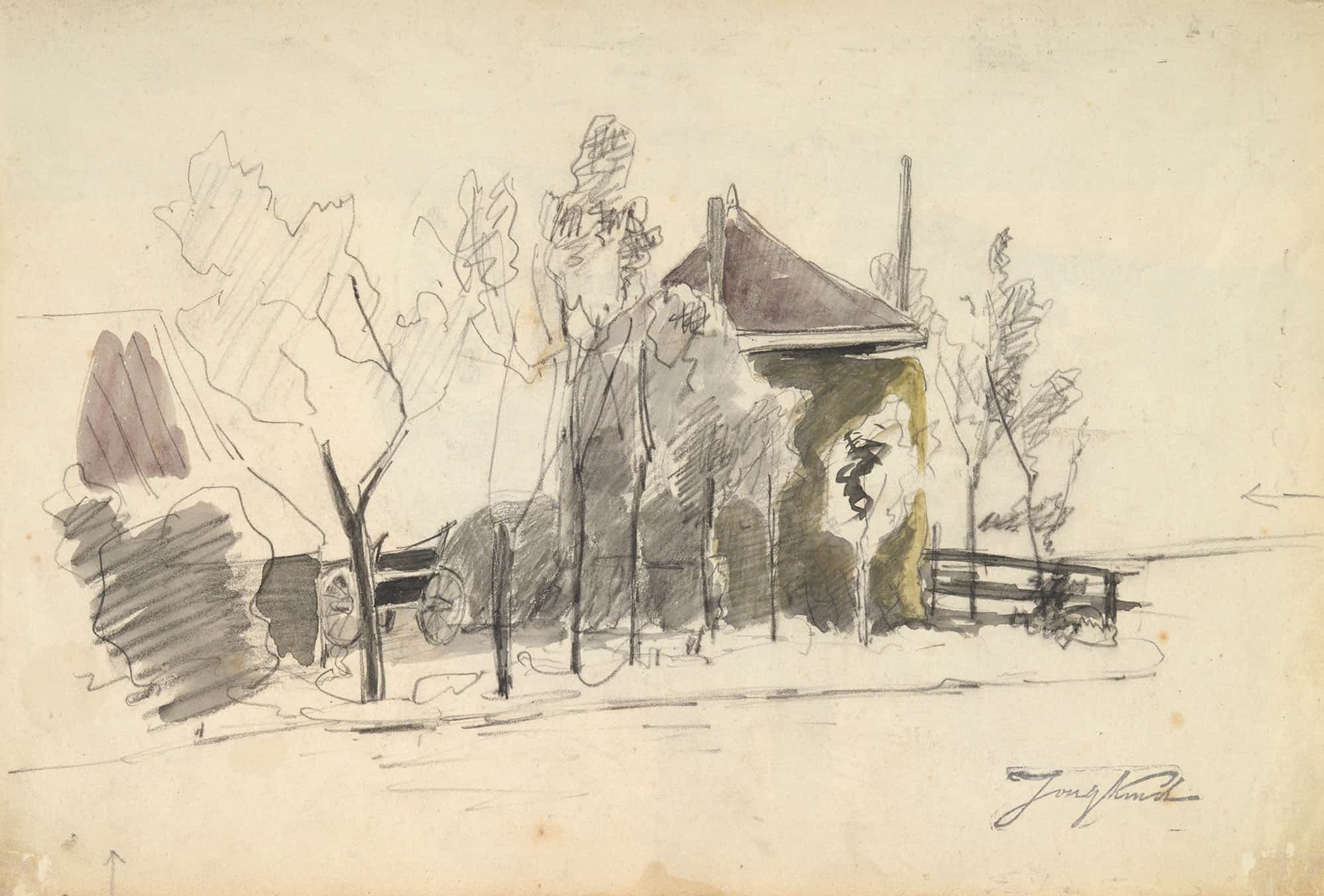 View Of A Farm by Johan Barthold Jongkind