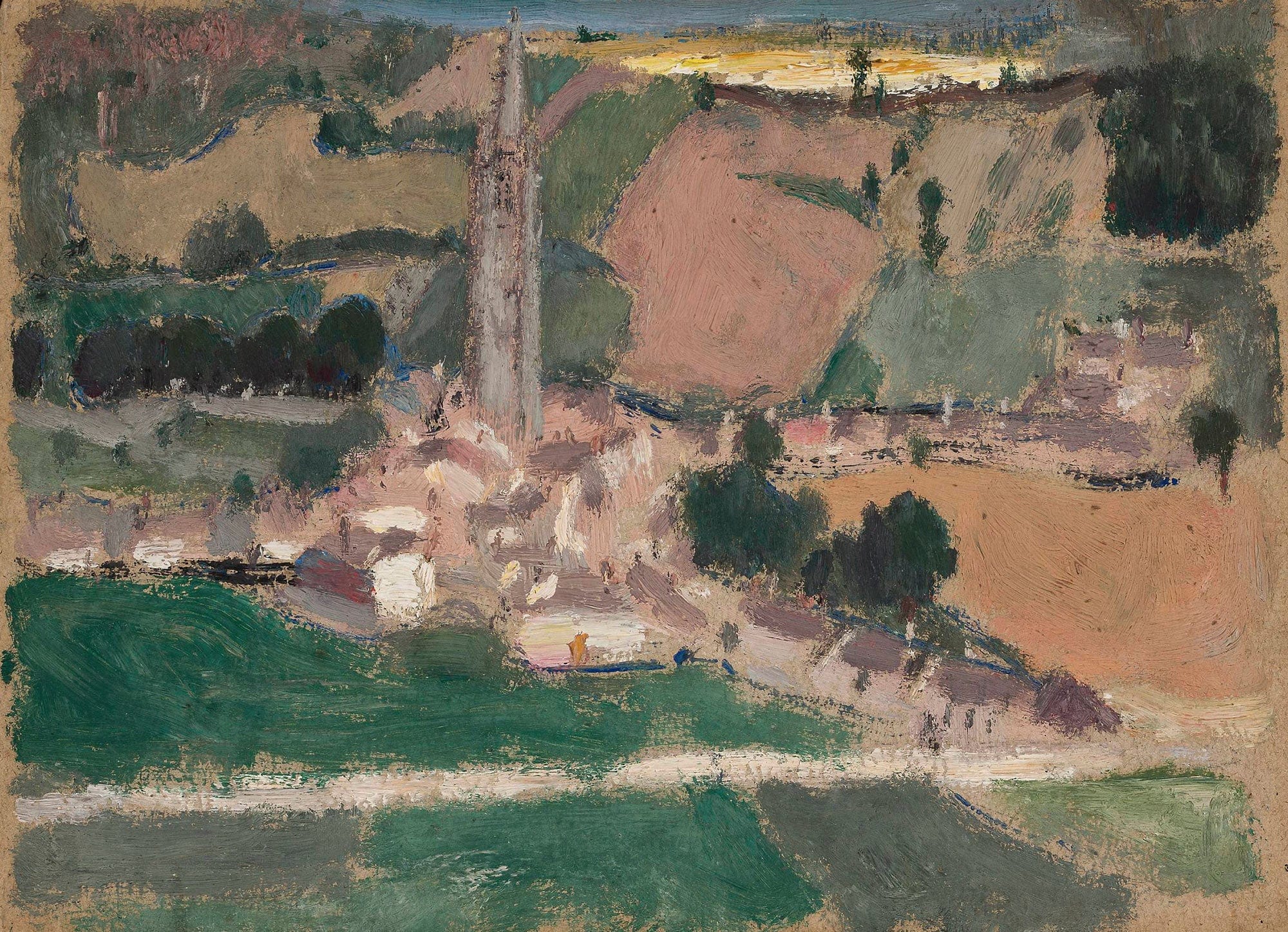 View Of A Small Town With A Church Tower by Tadeusz Makowski