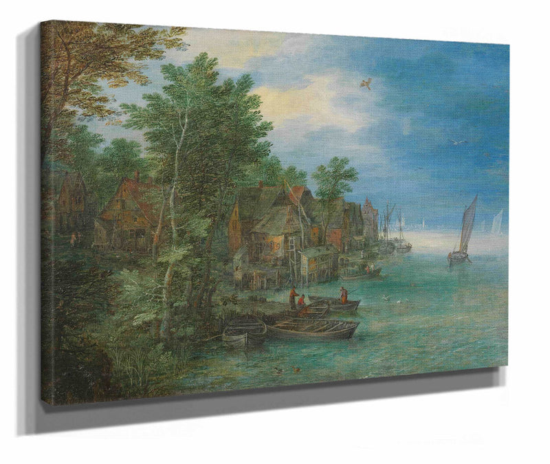 View Of A Village Along A River by Jan Brueghel The Elder