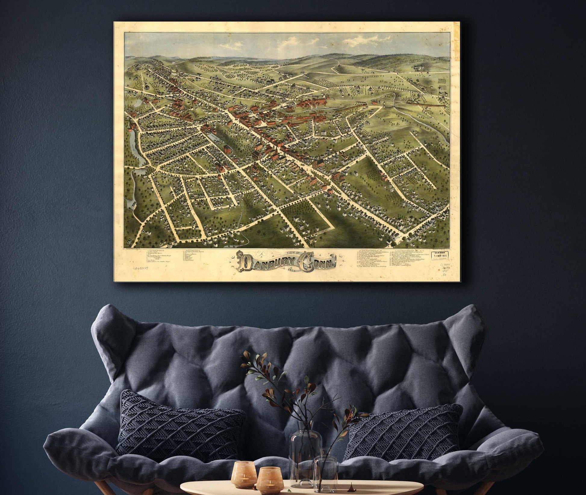 View Of Danbury Conn 1875 State of Connecticut