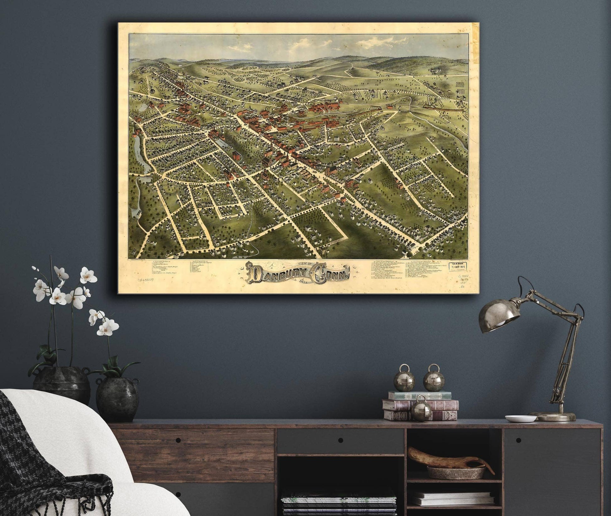 View Of Danbury Conn 1875 State of Connecticut