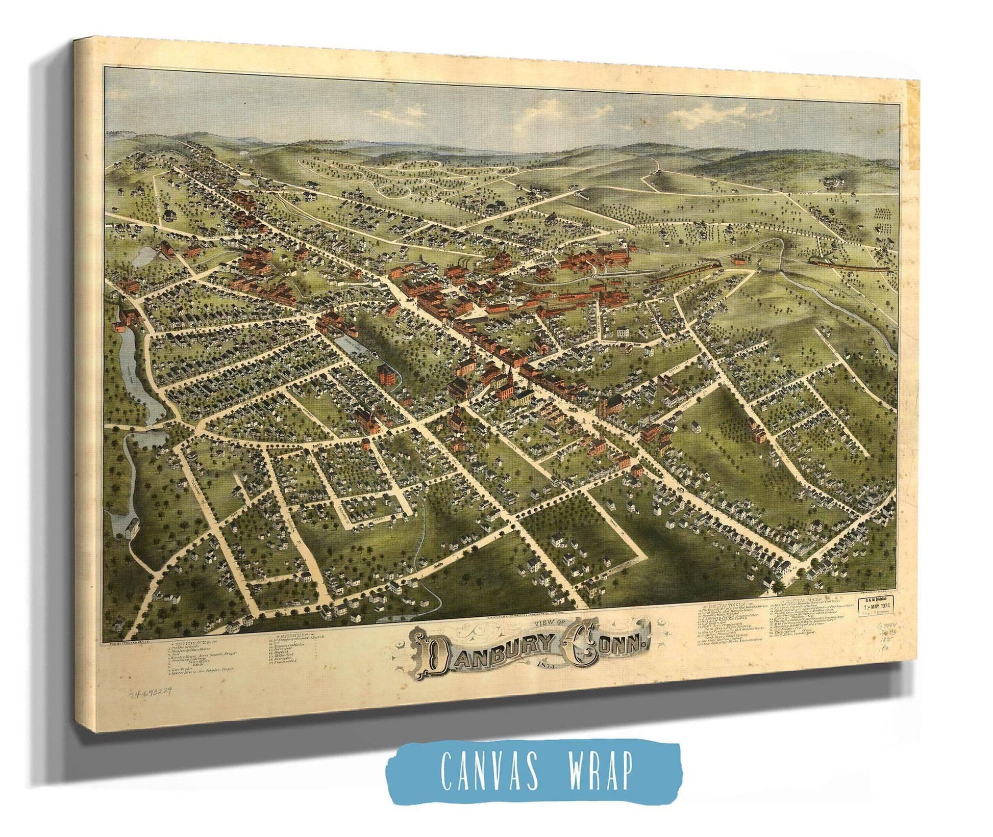 View Of Danbury Conn 1875 State of Connecticut