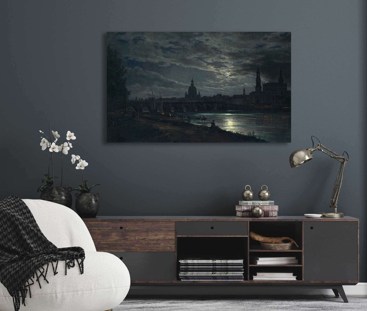 View Of Dresden By Moonlight by Johan Christian Dahl