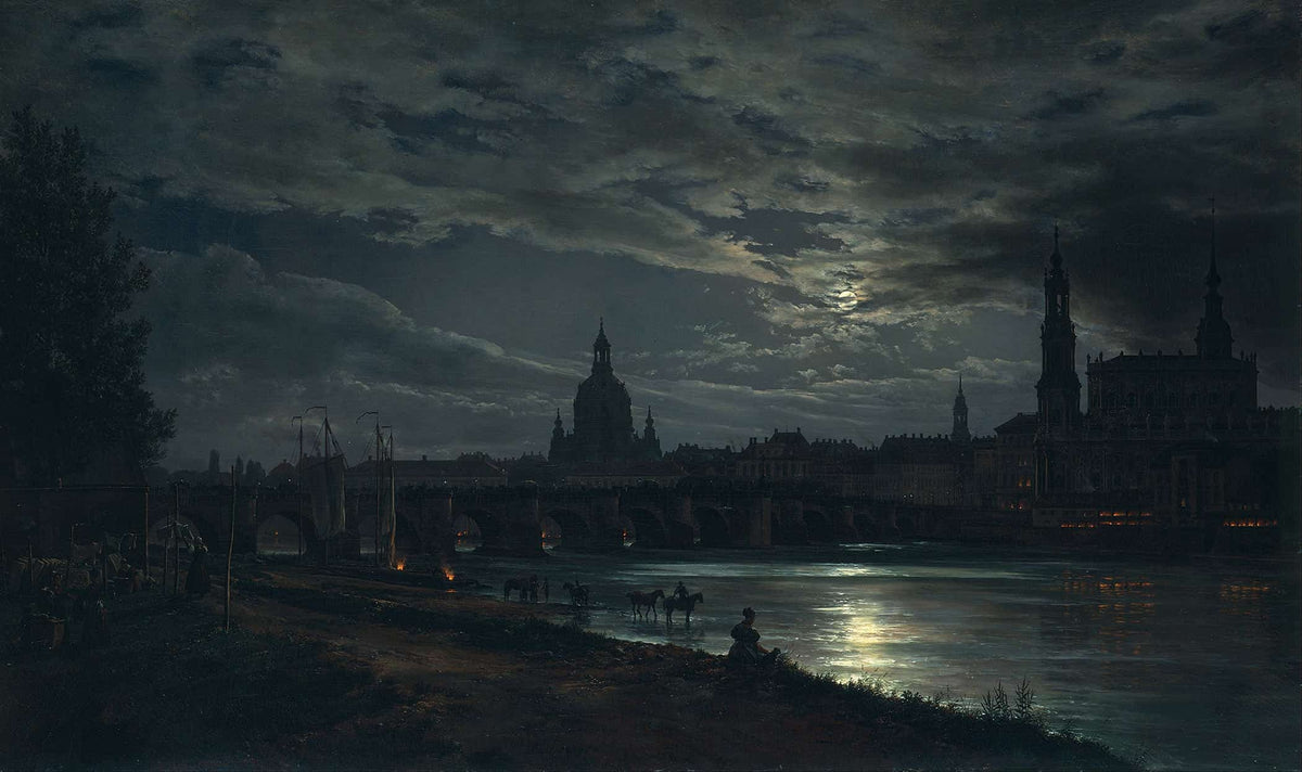View Of Dresden By Moonlight by Johan Christian Dahl