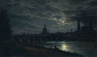 View Of Dresden By Moonlight by Johan Christian Dahl