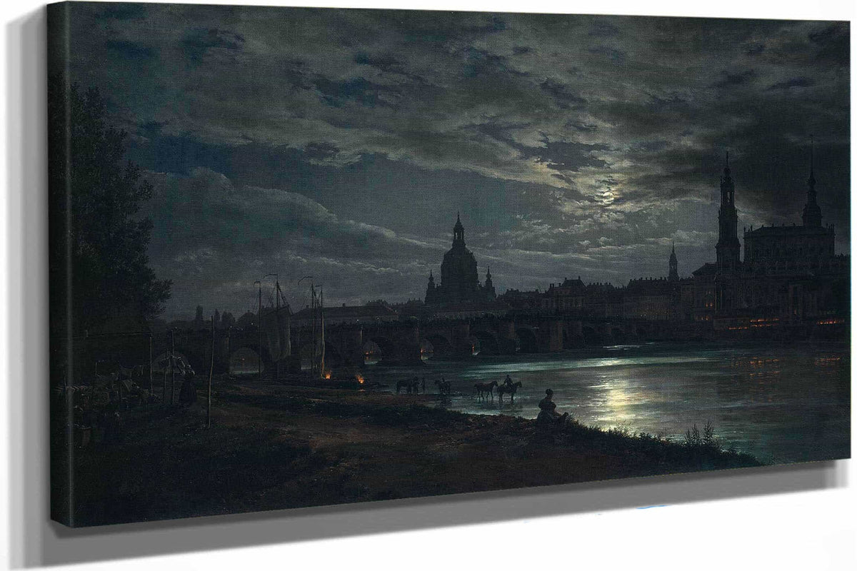 View Of Dresden By Moonlight by Johan Christian Dahl