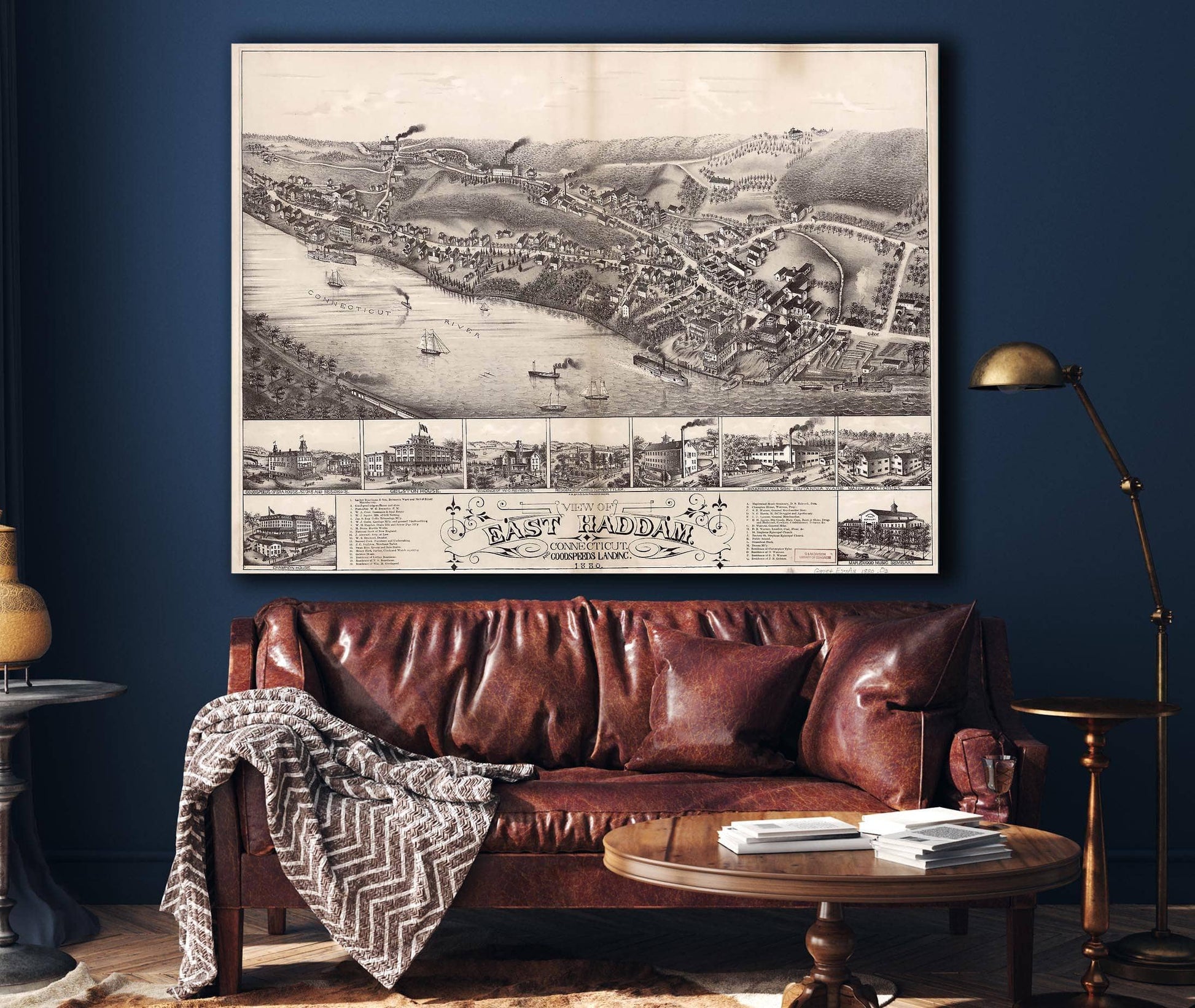 View Of East Haddam Connecticut And Goodspeeds Landing 1880 State of Connecticut