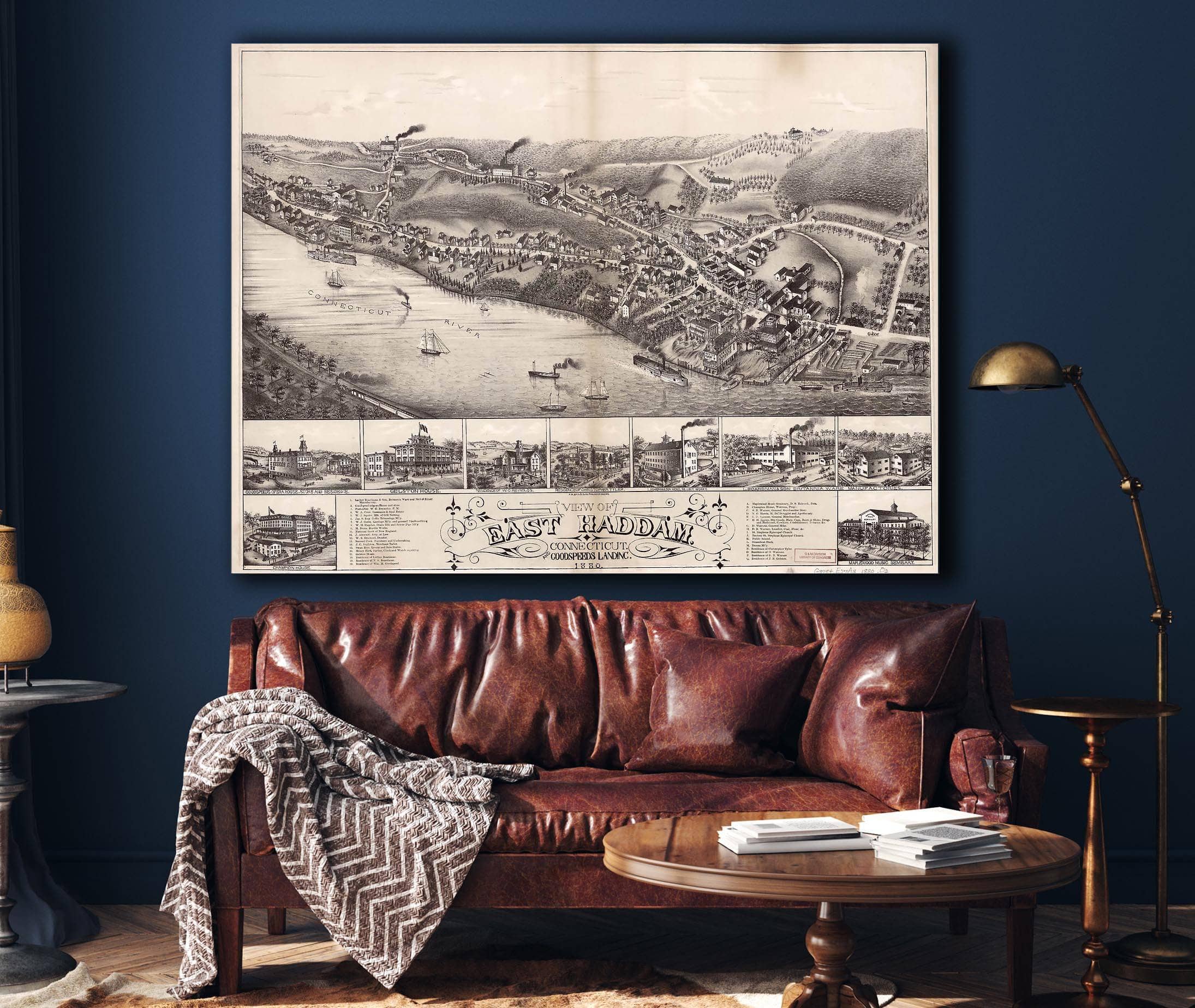 View Of East Haddam Connecticut And Goodspeeds Landing 1880 State of Connecticut