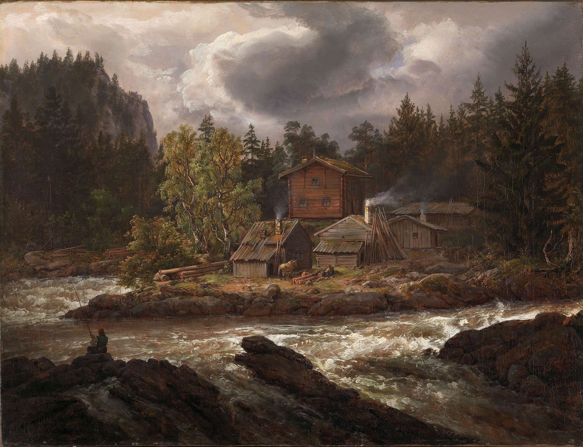 View Of Honefossen by Johan Christian Dahl