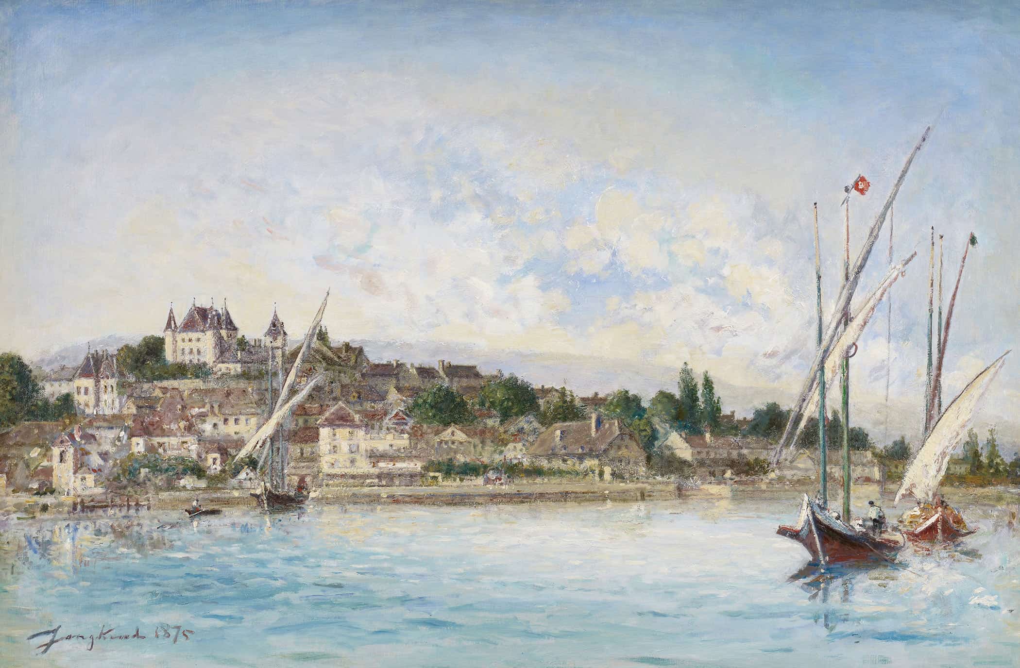 View Of Lake Leman At Nyon by Johan Barthold Jongkind