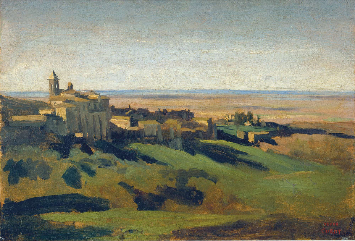View Of Marino In The Alban Mountains In The Early Morning by Jean Baptiste Camille Corot