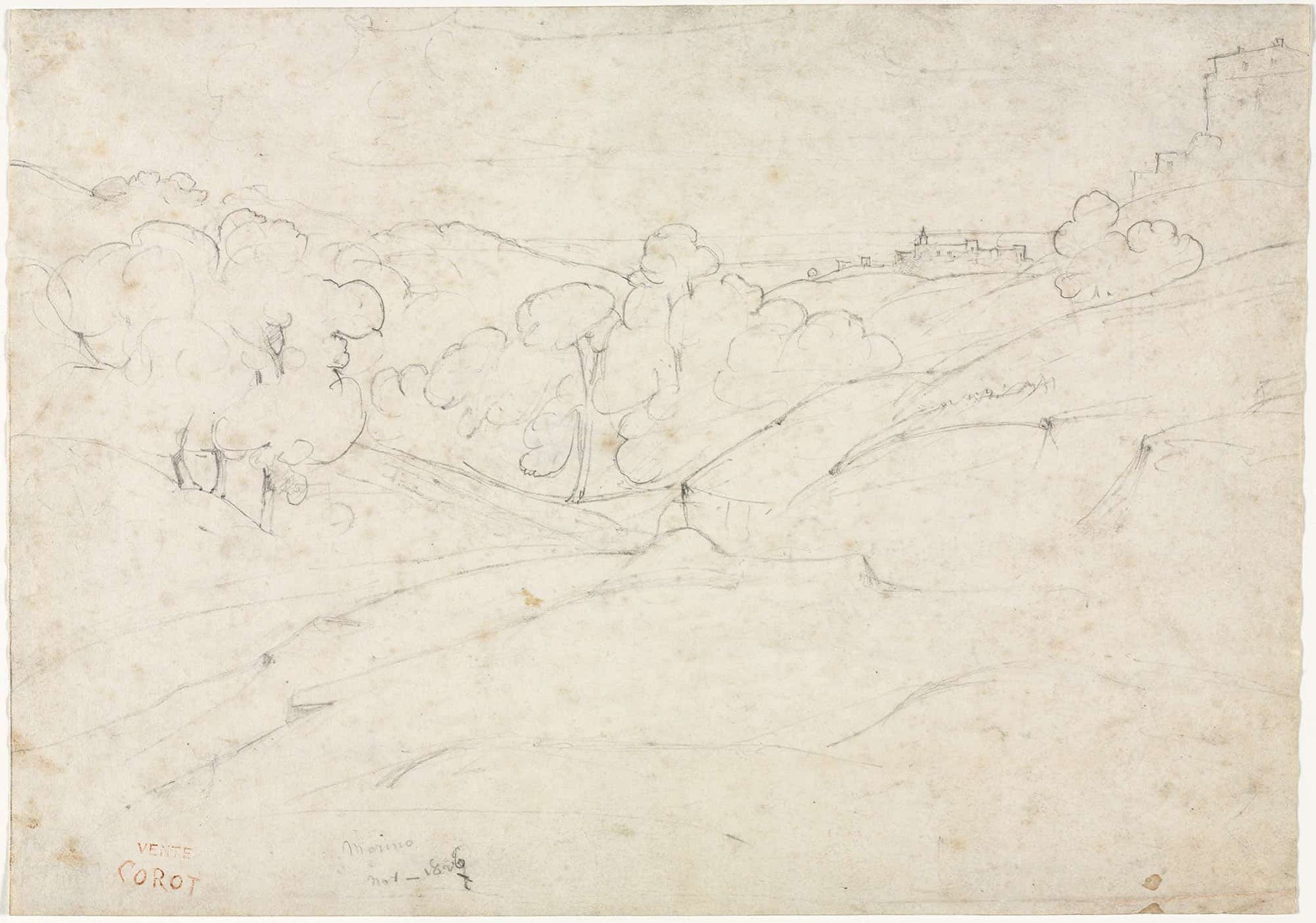 View Of Marino Recto by Jean Baptiste Camille Corot