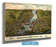 View Of Mystic River & Mystic Bridge Conn 1879 State of Connecticut