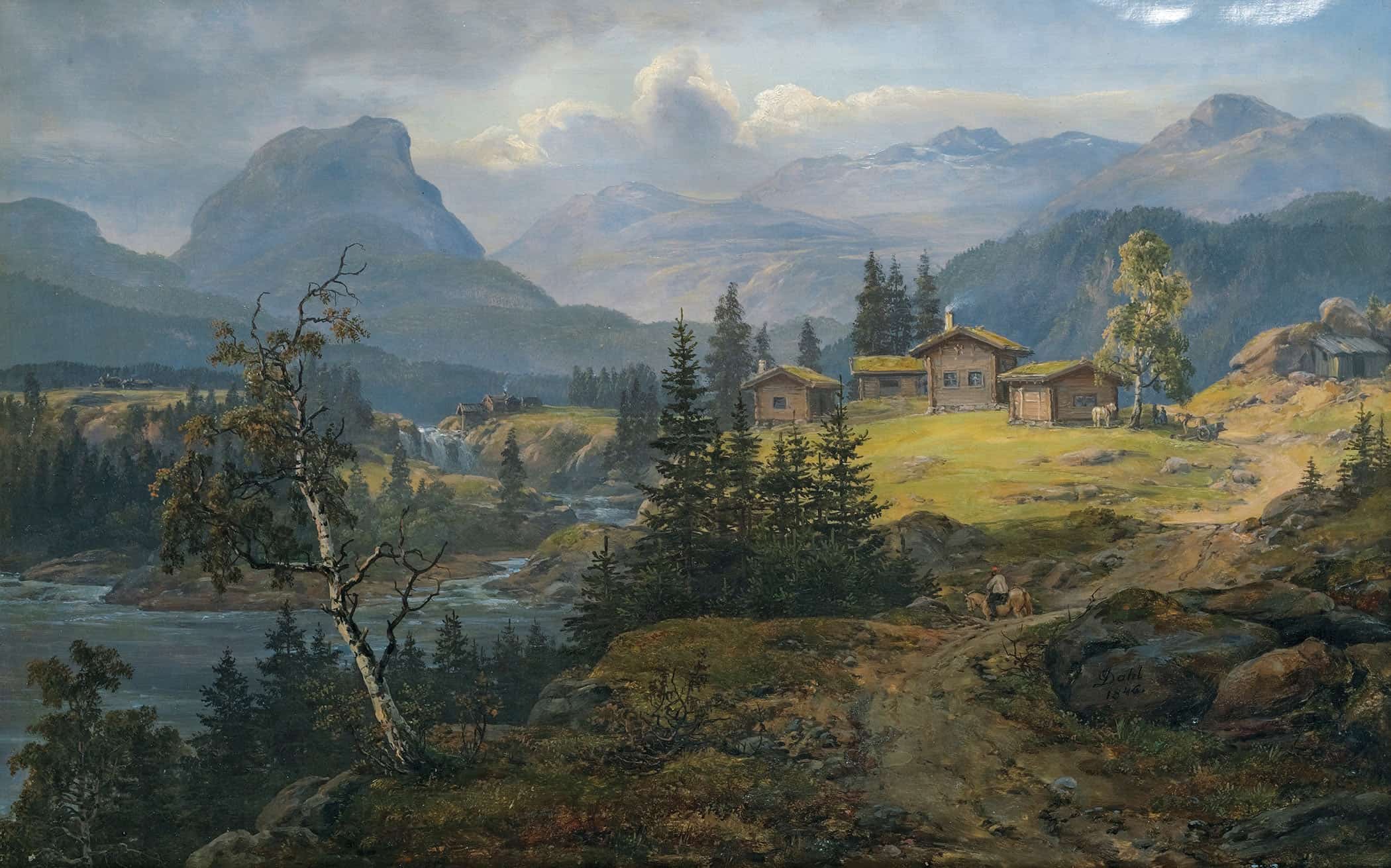 View Of Oylo Farm Valdres by Johan Christian Dahl