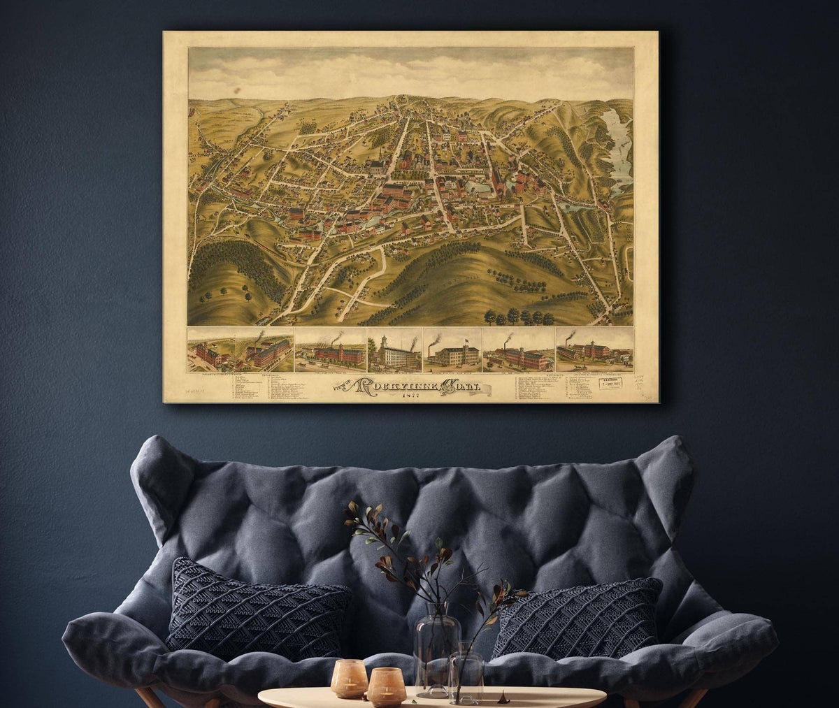 View Of Rockville Conn 1877 State of Connecticut