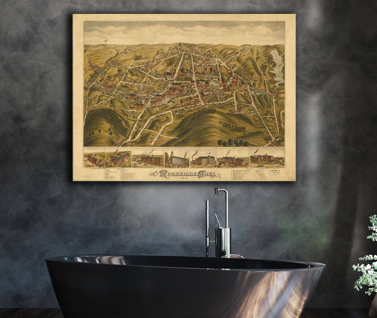 View Of Rockville Conn 1877 State of Connecticut