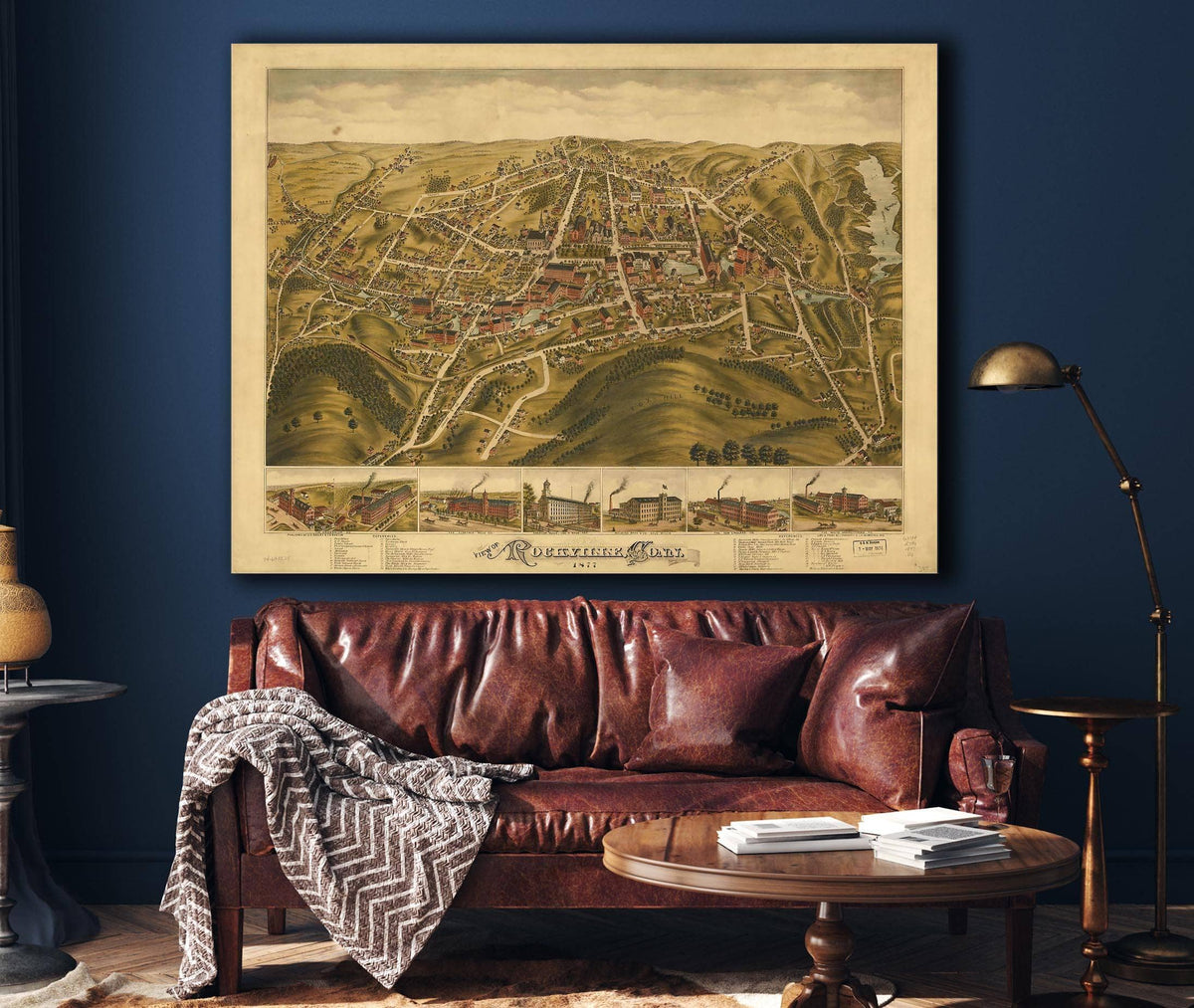 View Of Rockville Conn 1877 State of Connecticut