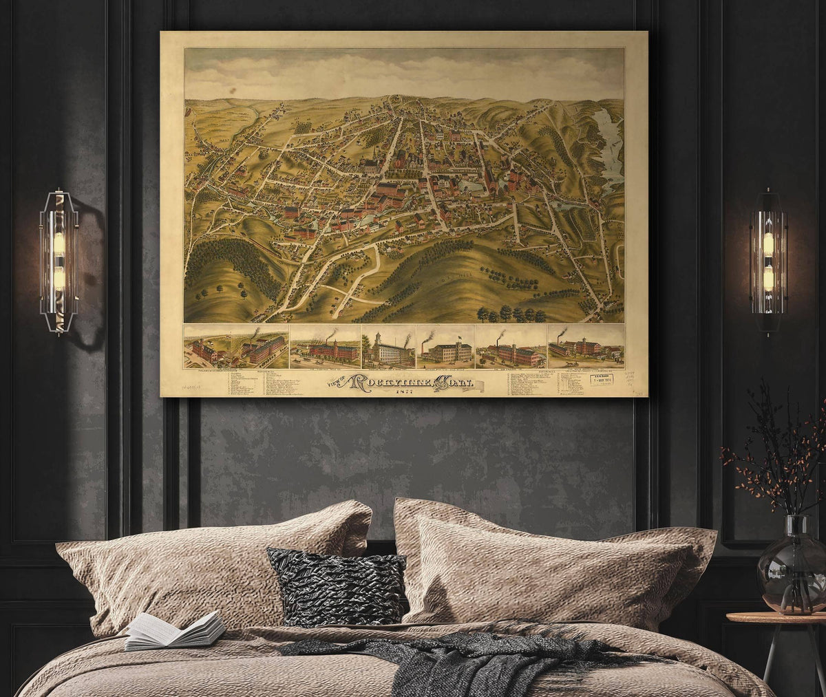 View Of Rockville Conn 1877 State of Connecticut