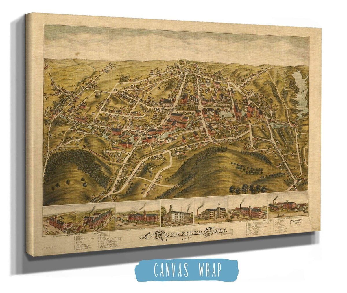 View Of Rockville Conn 1877 State of Connecticut