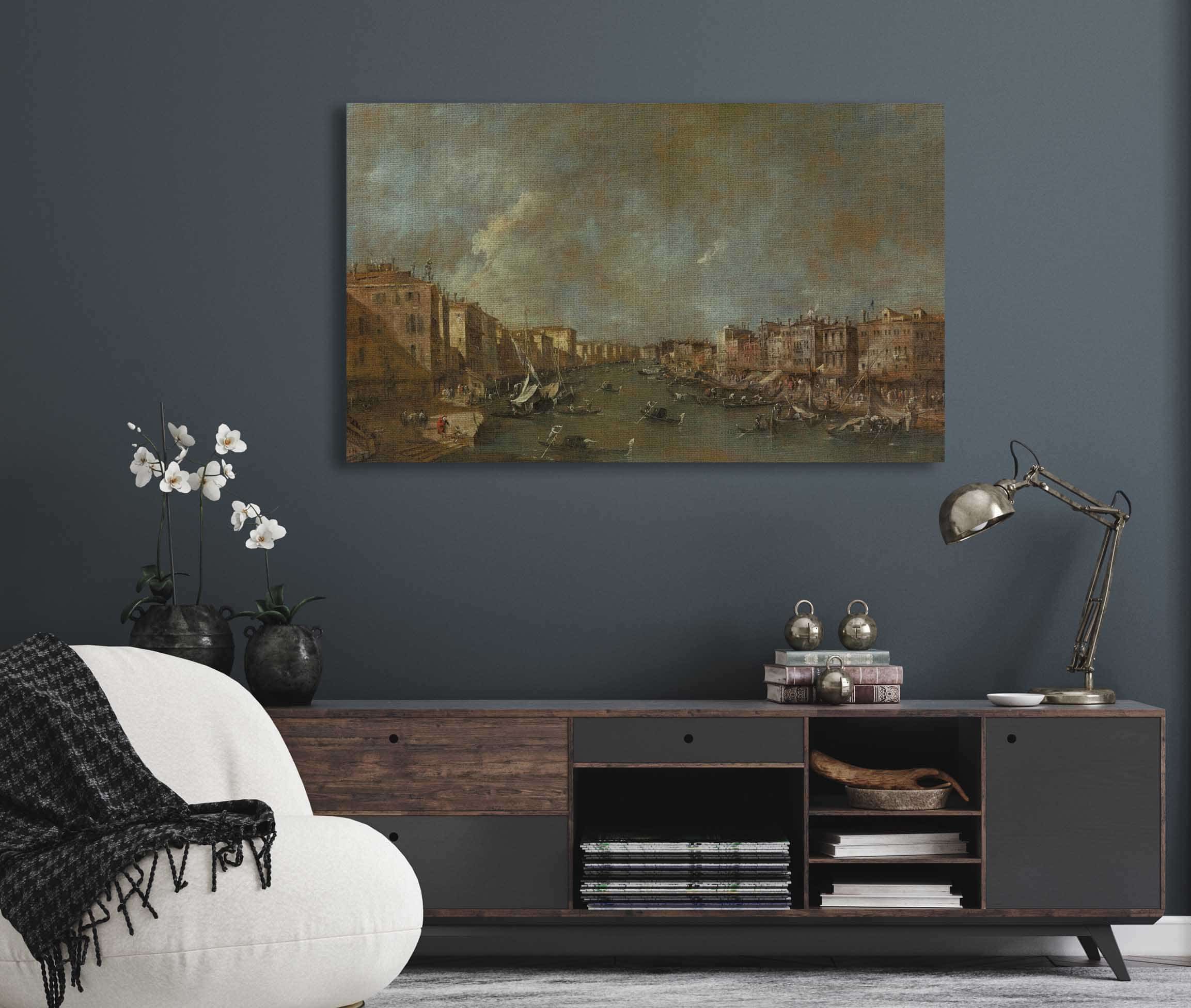 View Of The Grand Canal From The Ponte Di Rialto After by Francesco Guardi