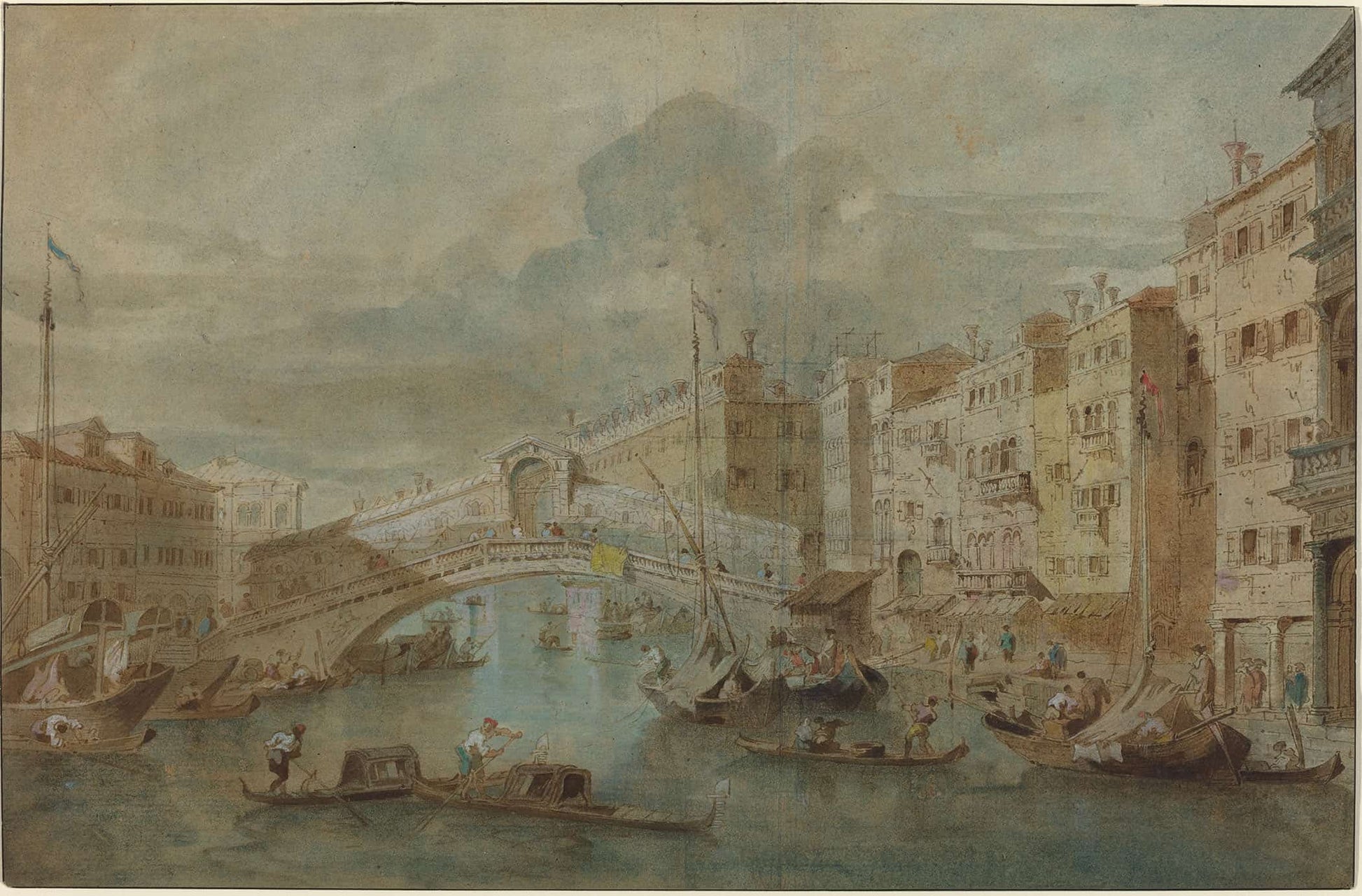 View Of The Rialto Bridge Venice by Francesco Guardi