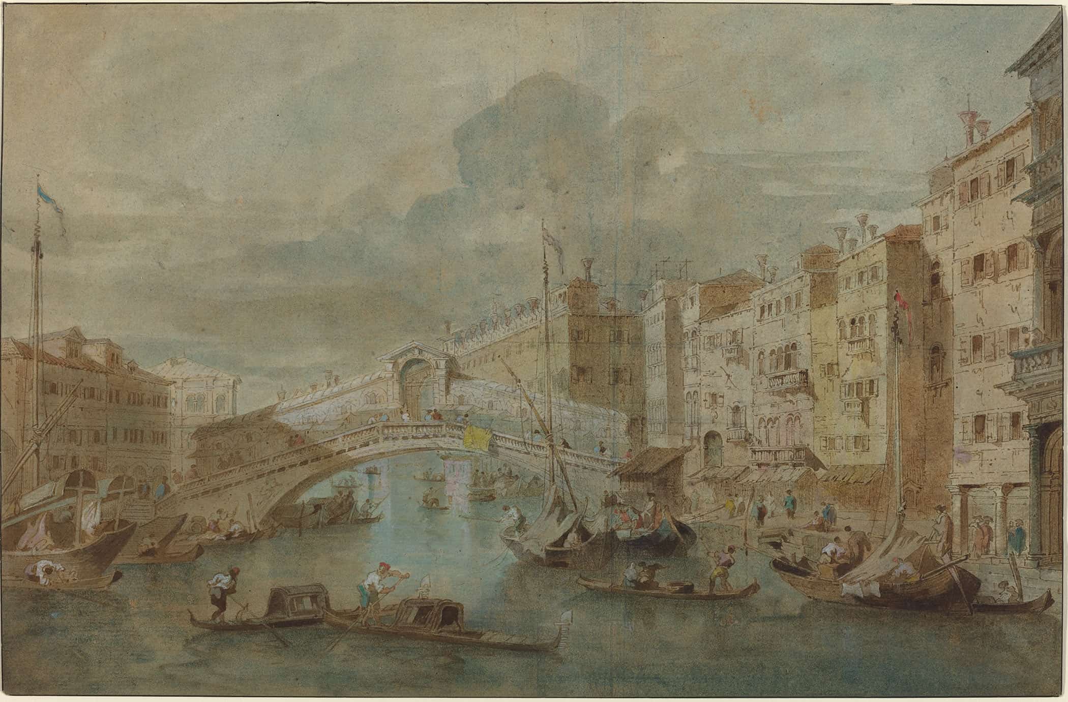 View Of The Rialto Bridge Venice by Francesco Guardi