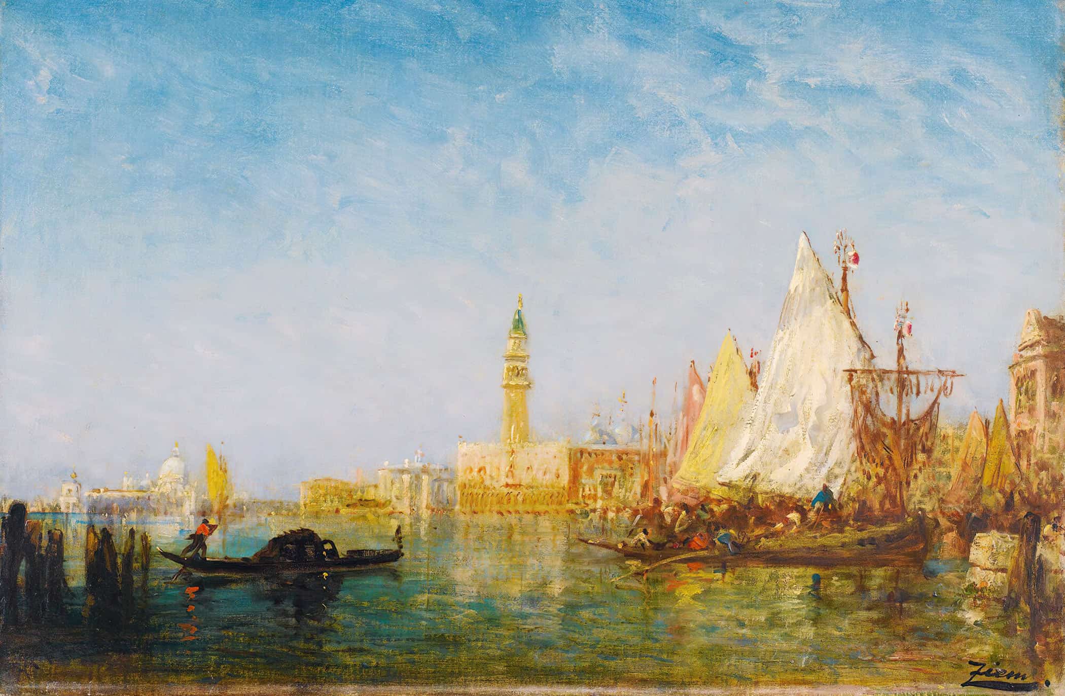 View Of Venice With The Doges Palace by Felix Ziem