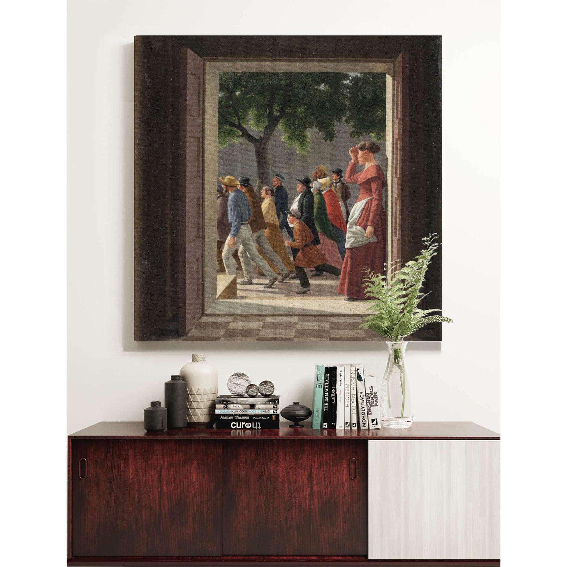 View Through A Door To Running Figures by Christoffer Wilhelm Eckersberg