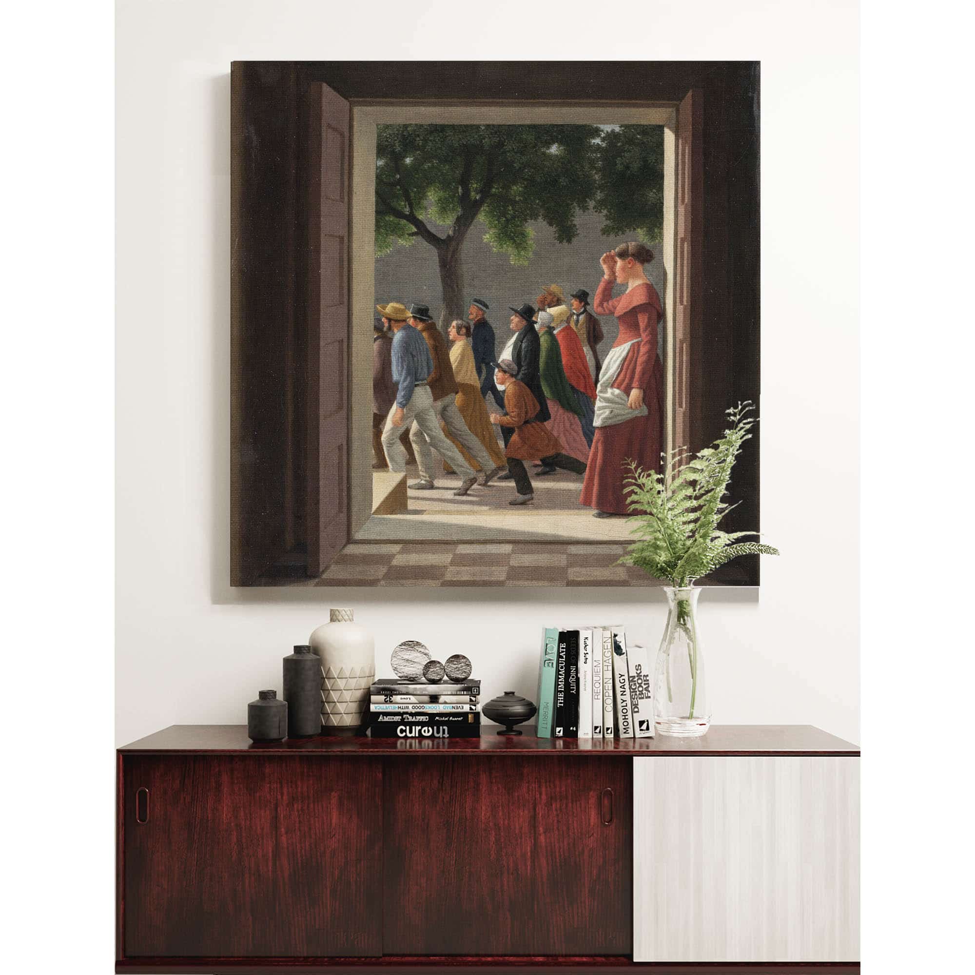 View Through A Door To Running Figures by Christoffer Wilhelm Eckersberg