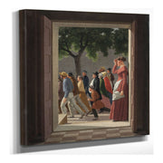 View Through A Door To Running Figures by Christoffer Wilhelm Eckersberg