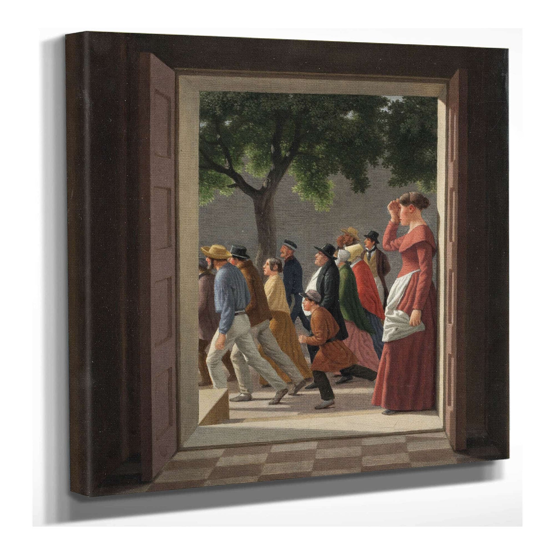 View Through A Door To Running Figures by Christoffer Wilhelm Eckersberg