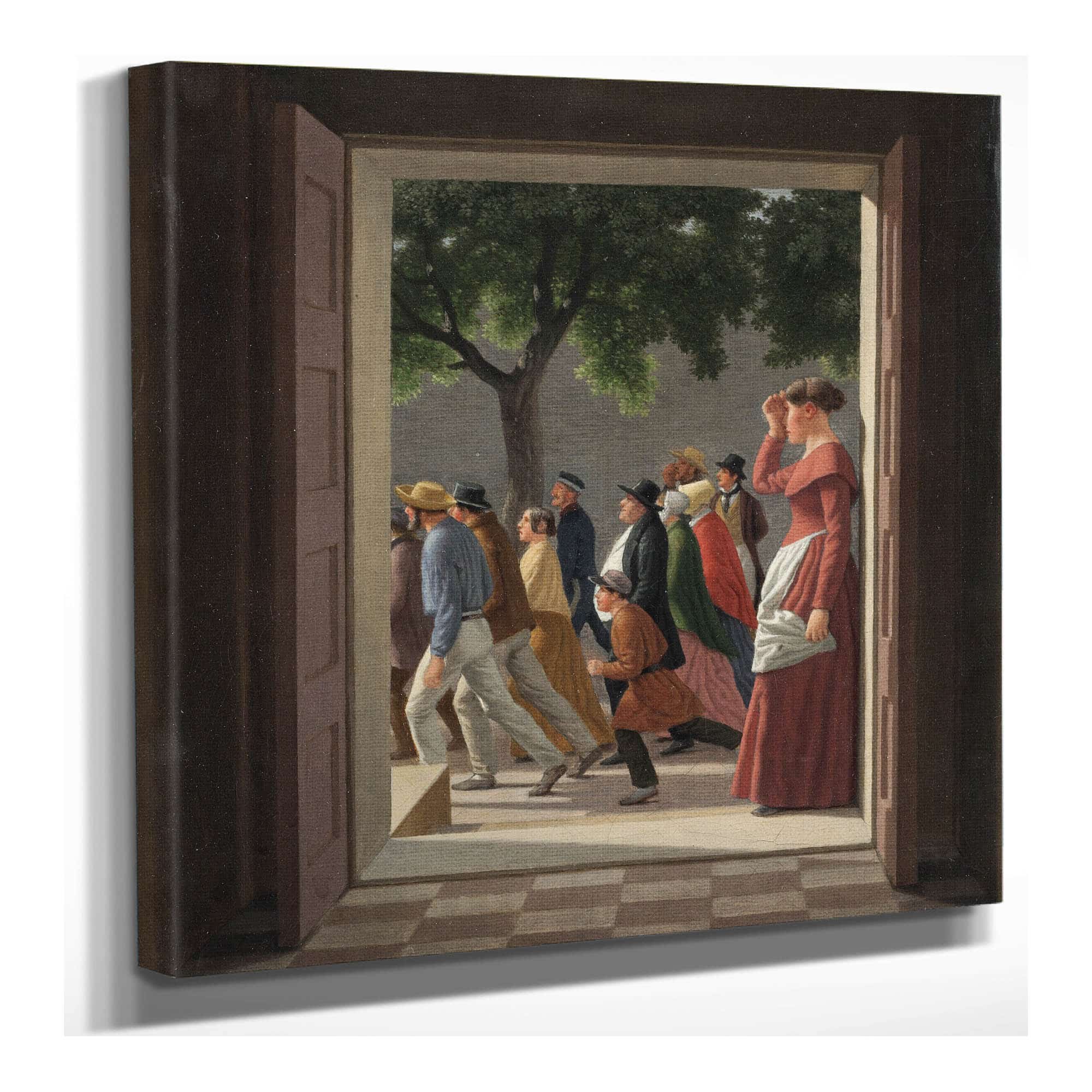 View Through A Door To Running Figures by Christoffer Wilhelm Eckersberg