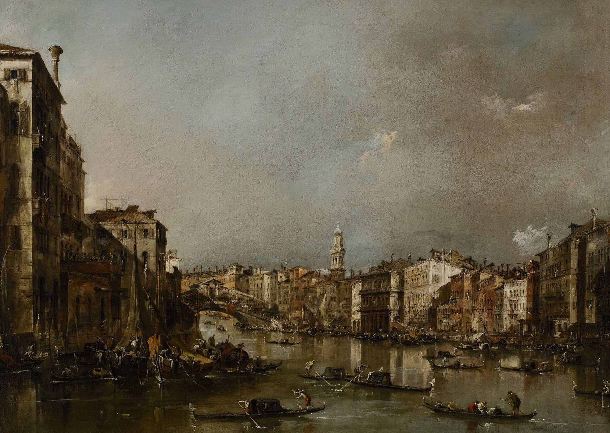 View Up The Grand Canal Toward The Rialto by Francesco Guardi
