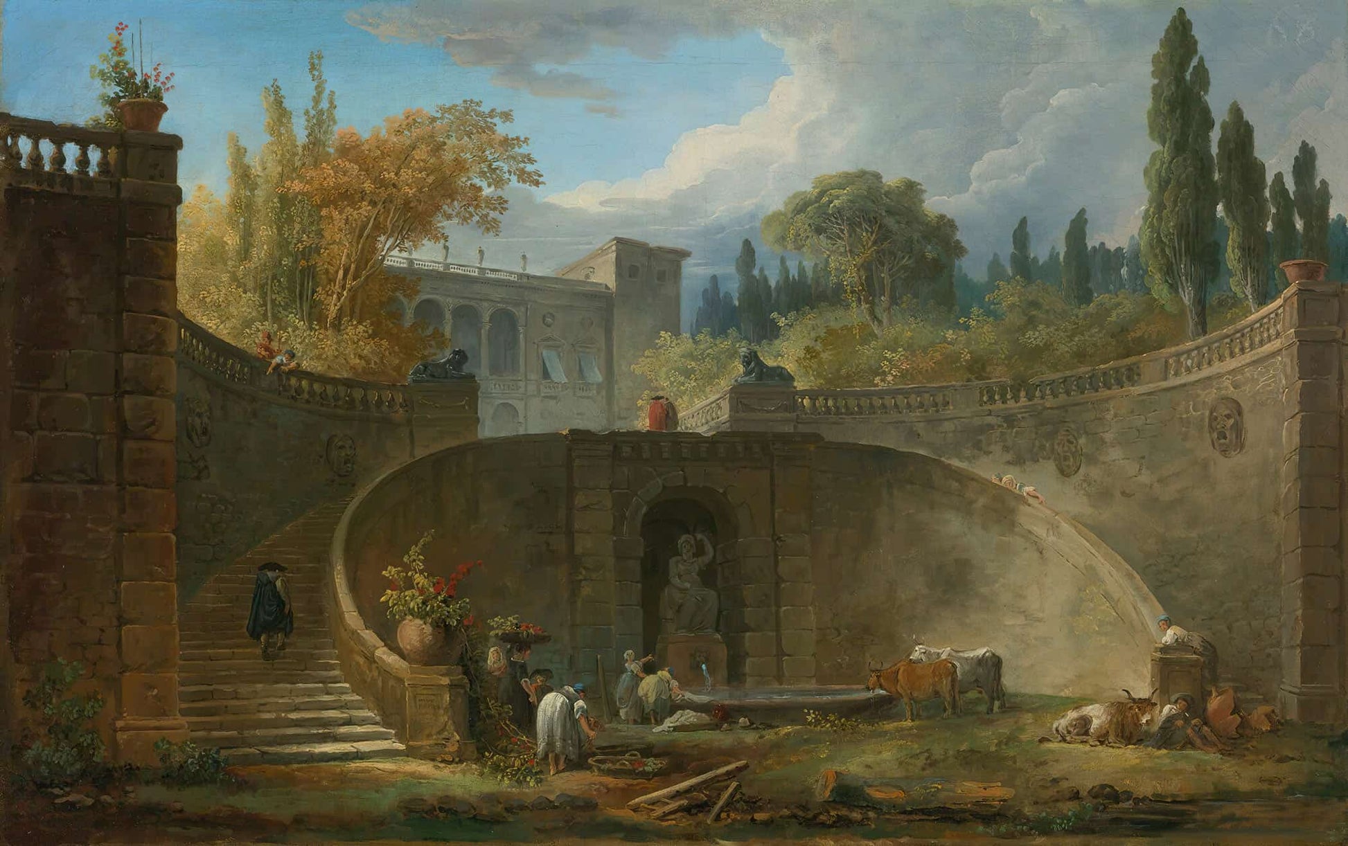 Villa Farnese With Gardens At Caprarola by Hubert Robert