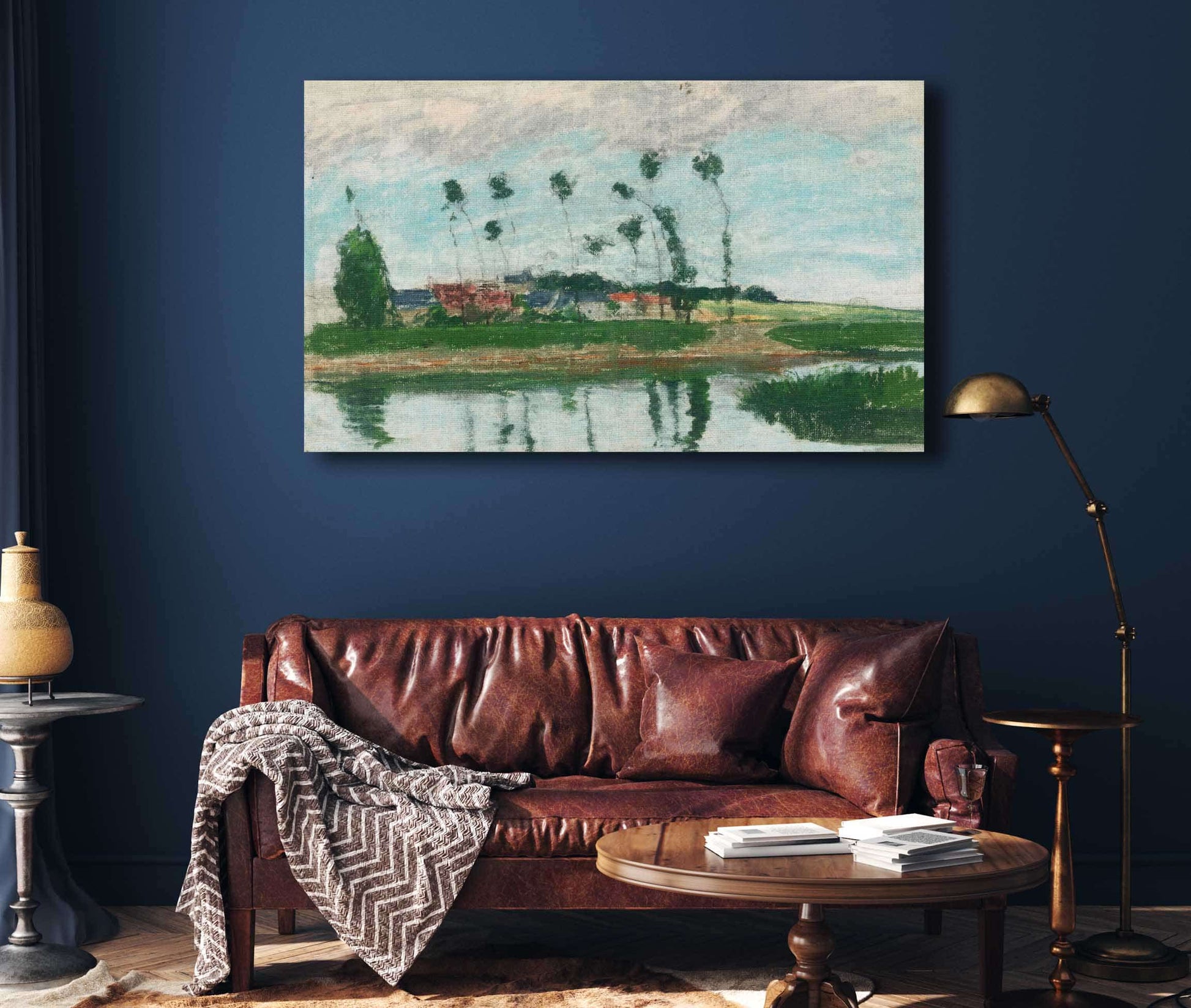 Village Au Bord Dun Etang by Camille Pissarro
