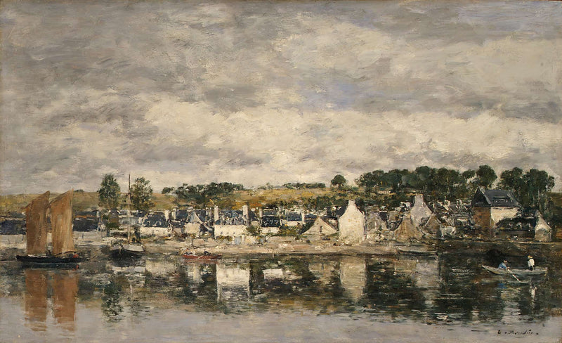 Village By A River by Eugene Boudin