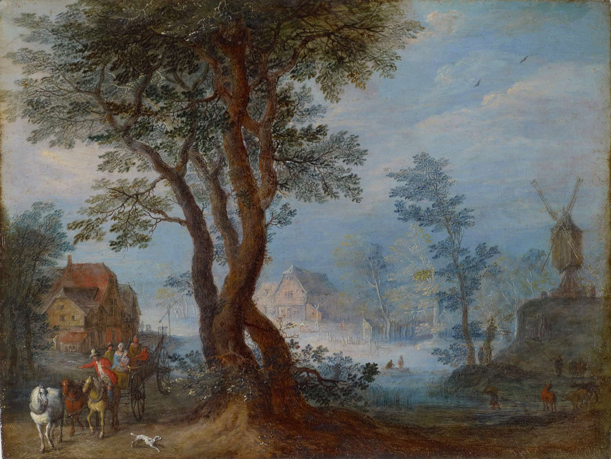 Village Landscape With Staffage Figures by Jan Brueghel The Elder