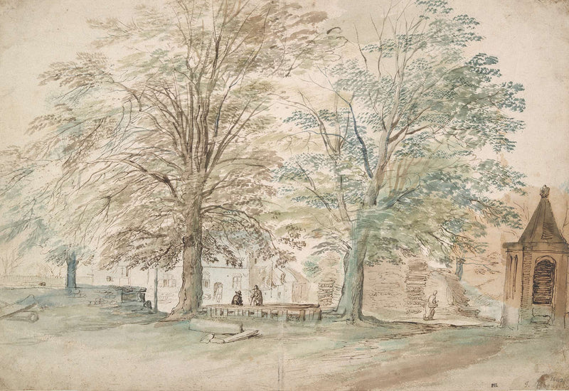 Village Meeting Place Under Two Old Trees by Jan Brueghel The Elder