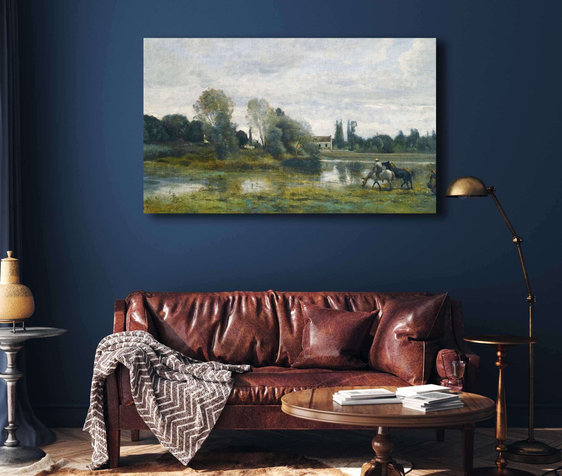 Ville Davray Labreuvoir Des Chevaux by Jean Baptiste Camille Corot