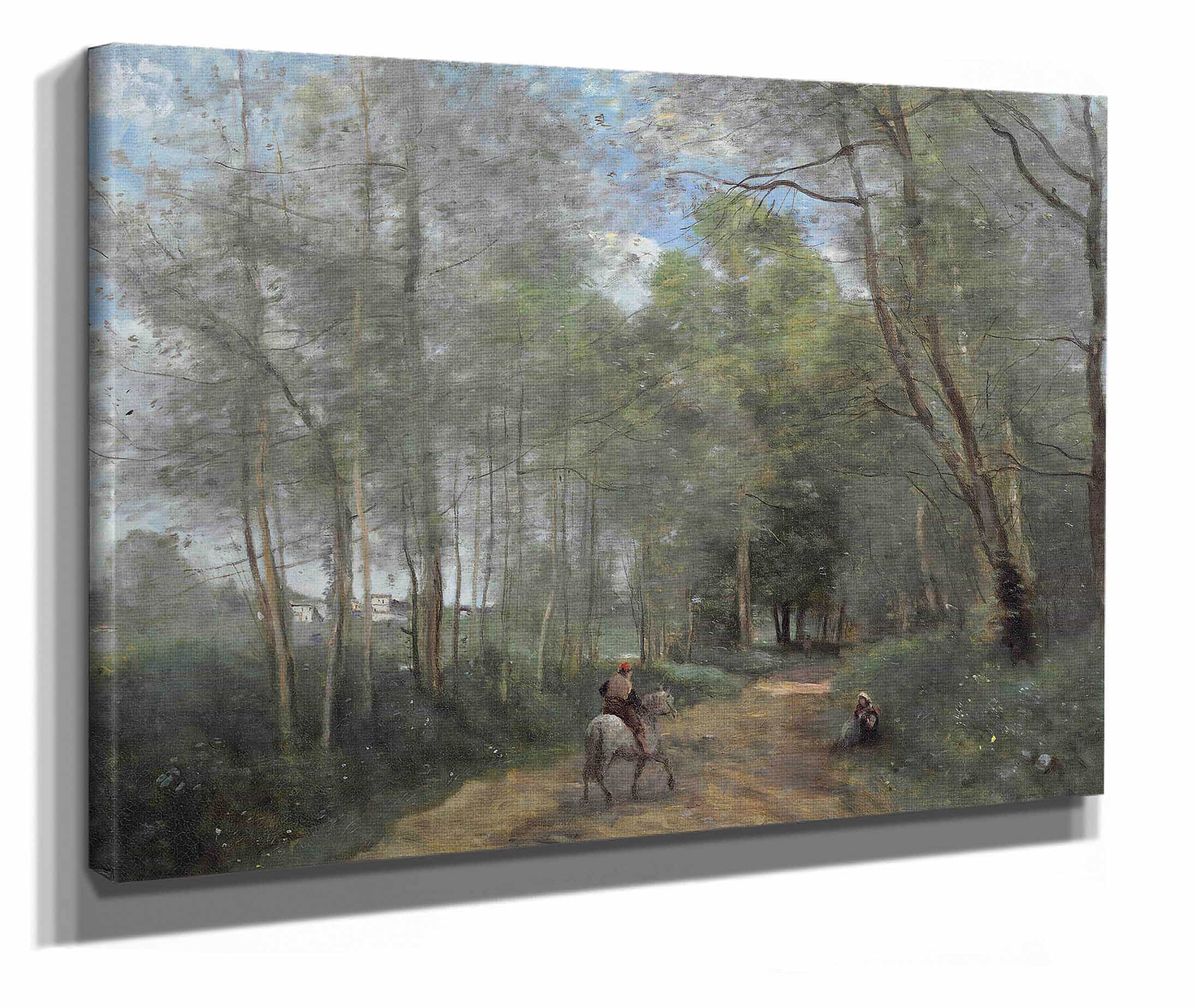 Ville Davray Le Cavalier A La Entree Du Bois by Jean Baptiste Camille Corot