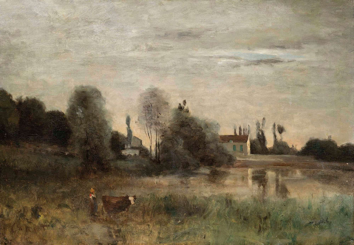 Ville Davray Vachere A Letang by Jean Baptiste Camille Corot