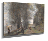 Ville Davray Woodland Path Bordering The Pond by Jean Baptiste Camille Corot