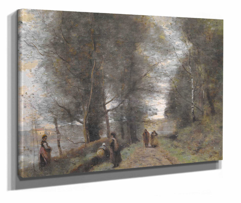 Ville Davray Woodland Path Bordering The Pond by Jean Baptiste Camille Corot
