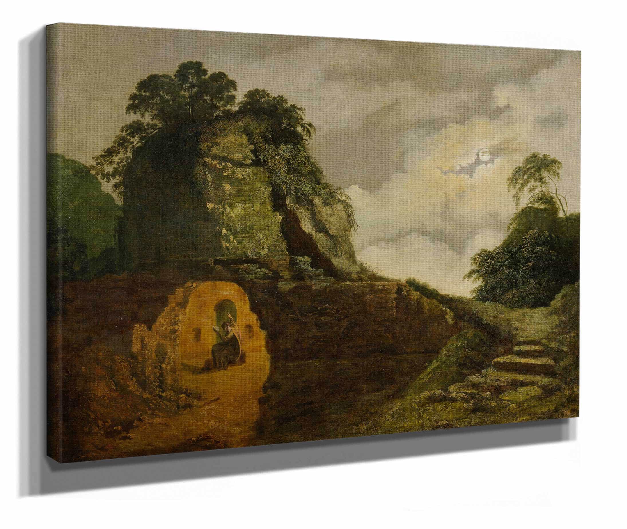 Virgils Tomb By Moonlight With Silius Italicus by Joseph Wright Of Derby