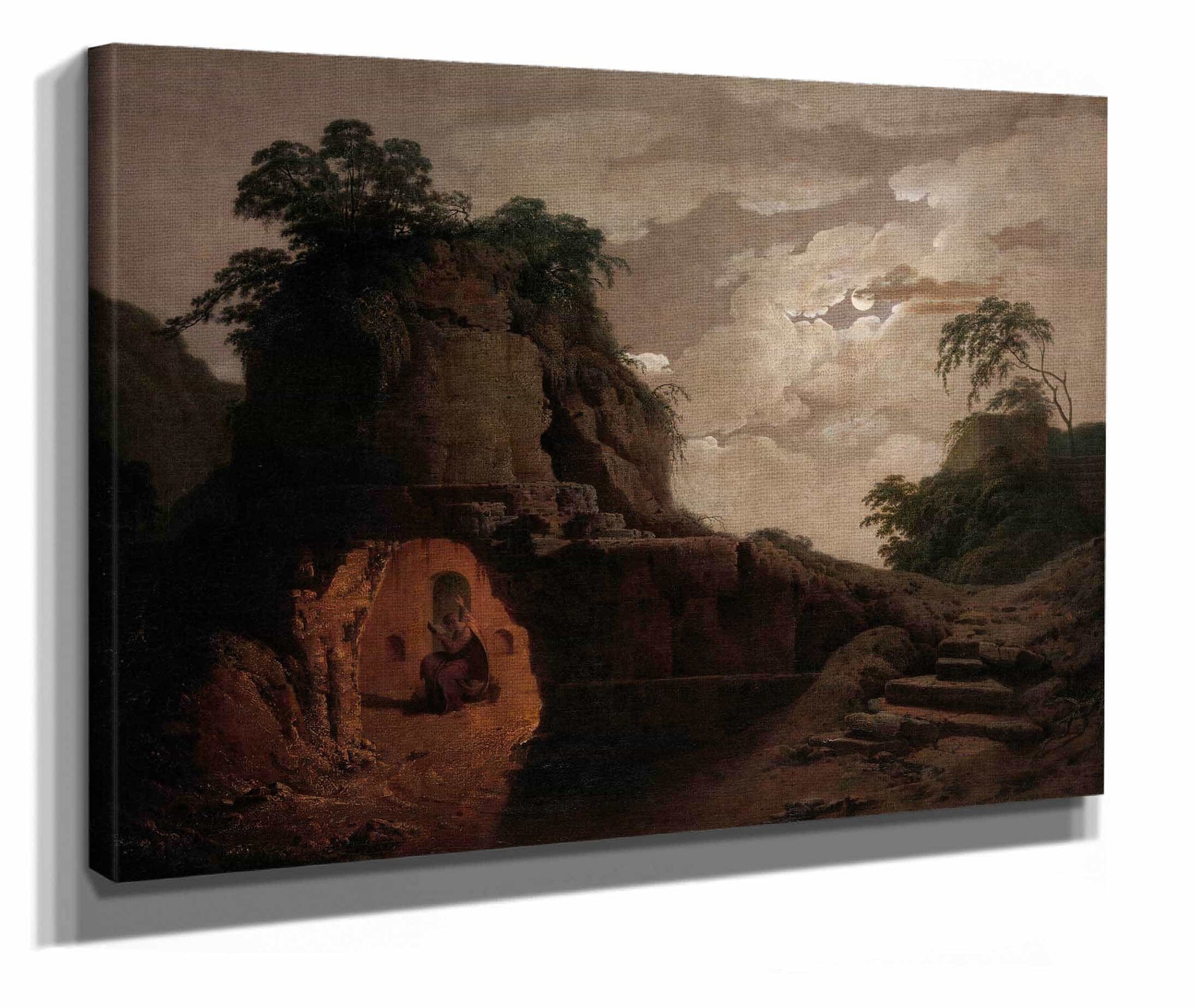 Virgils Tomb By Moonlight With Silius Italicus Declaiming by Joseph Wright Of Derby