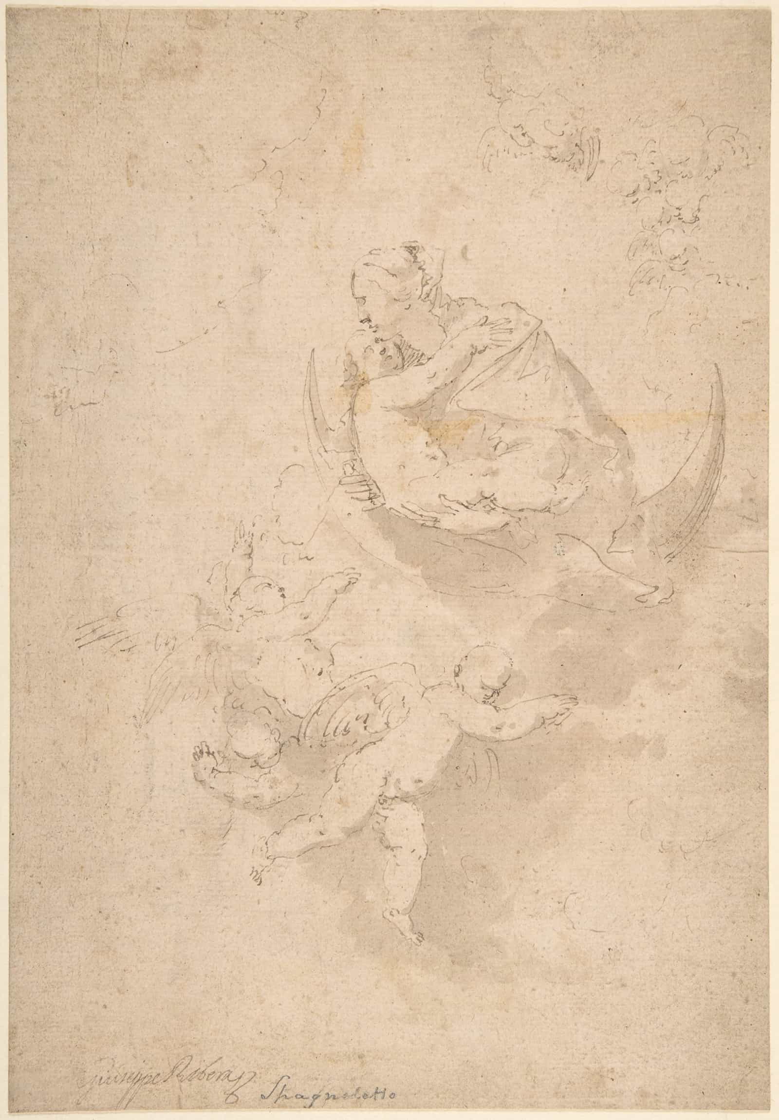 Virgin And Child On Crescent Moon With Putti   by Jusepe De Ribera