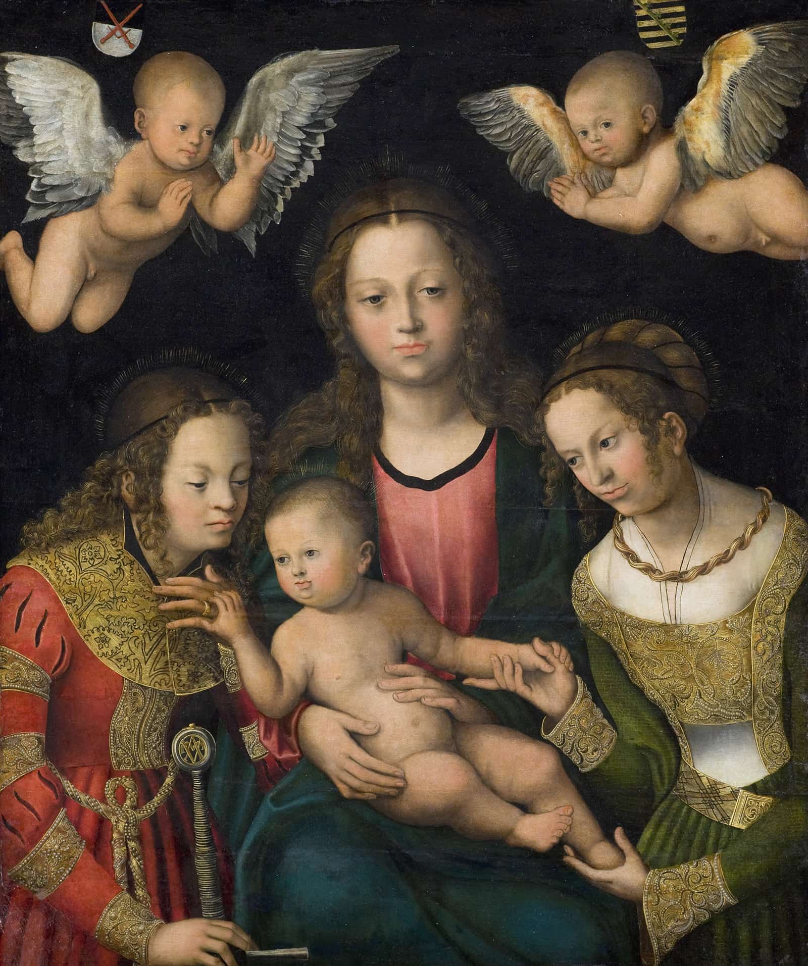 Virgin And Child With The Saints Catherine And Barbara by Lucas Cranach The Elder