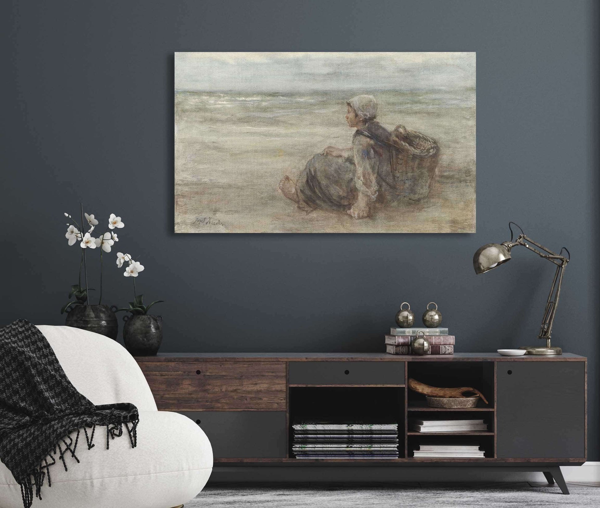 Vissersmeisje Op Het Strand by Jozef Israels